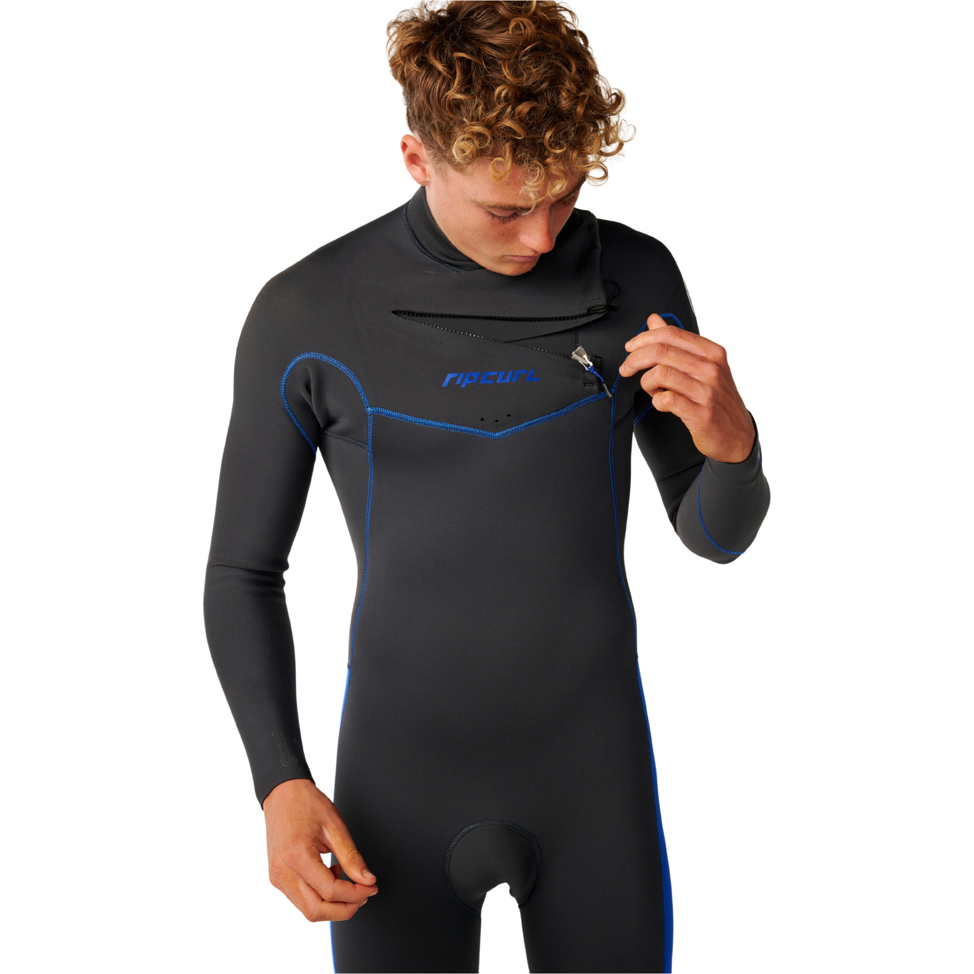2026 Rip Curl Herre Dawn Patrol 5/3mm Chest Zip V&aring;ddragt 16PMFS - Grey / Blue